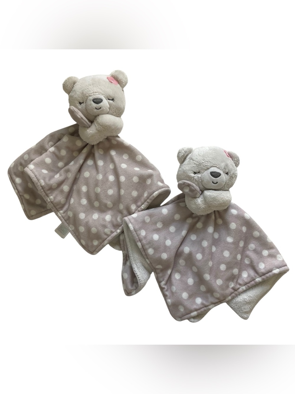 Lot - 2 Carters Bear Lovey 13” Security Blankets Flowers Polka Dot Spare 2019.